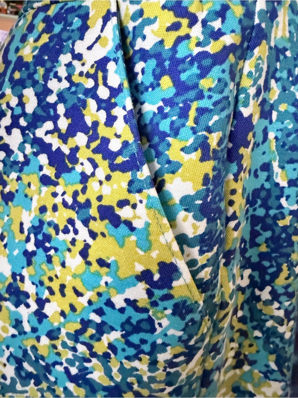 Merona Size 6 Blue Teal Lime Abstract Stretch Pencil Skirt - Picture 4 of 5